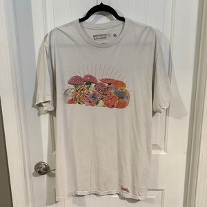 Modest Mouse White Graphic T-Shirt with Colorful Mushroom Design